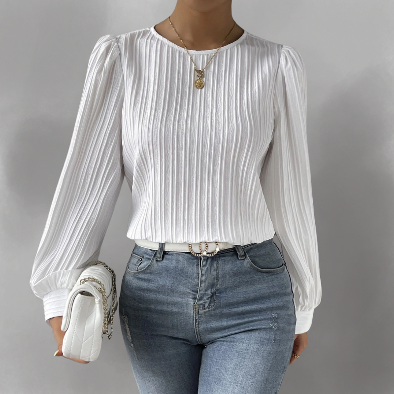 Carly – Pleated Long Sleeve Blouse