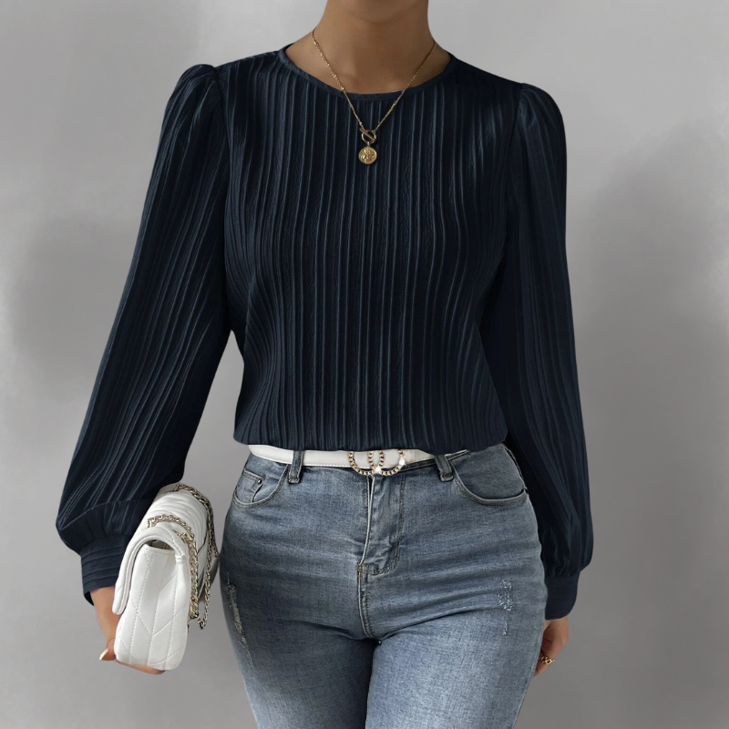 Carly – Pleated Long Sleeve Blouse