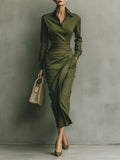 Adele | Olive Wrap Midi Dress