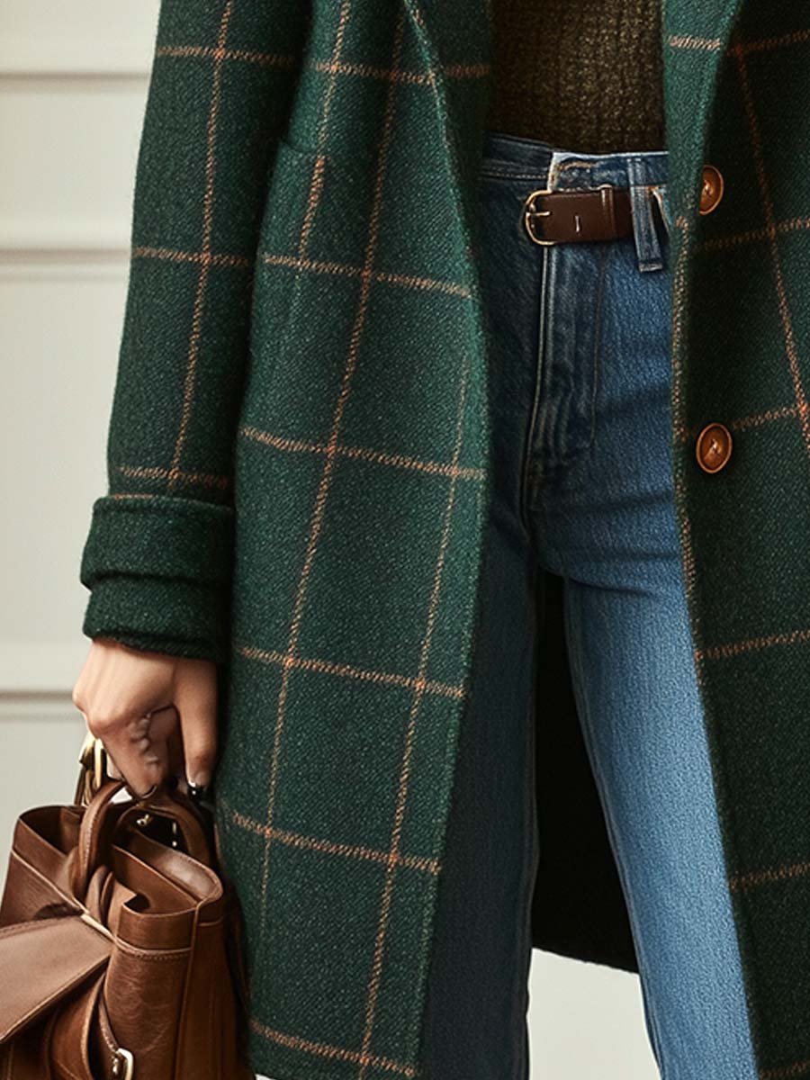 CHARLOTTE | Checked Tailored Long Coat